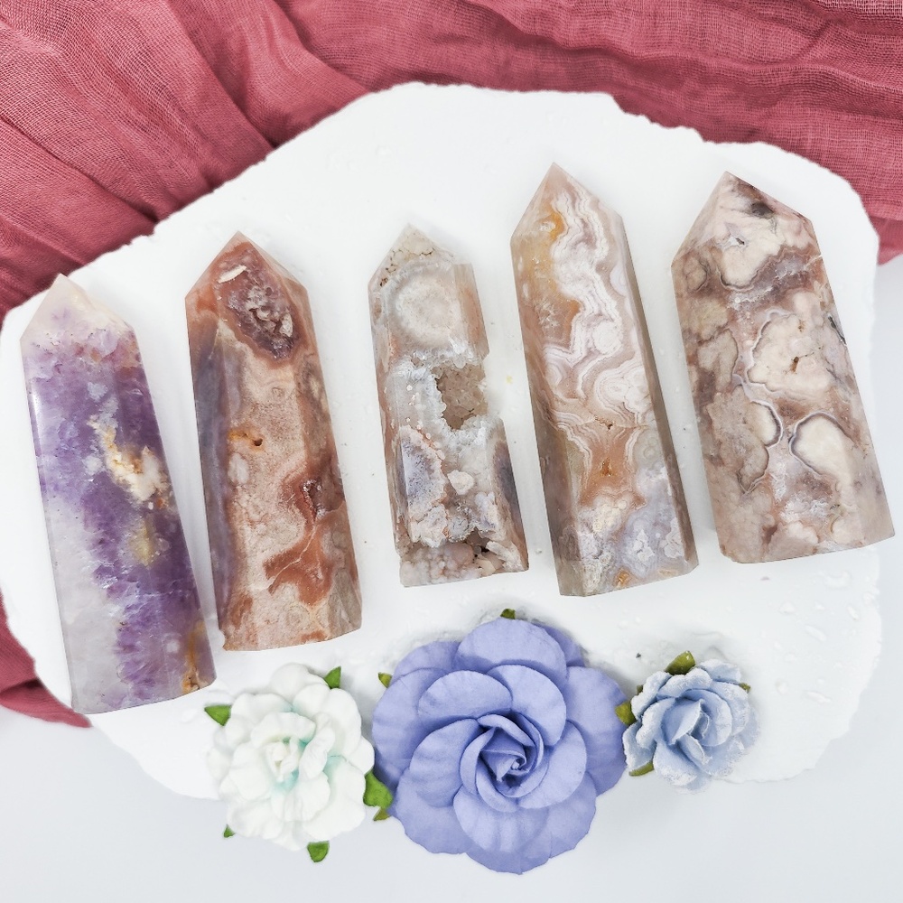 Flower Agate Amethyst Crystal Towers New Beginnings